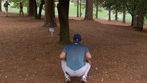 Jordan Spieth in the trees at Augusta National